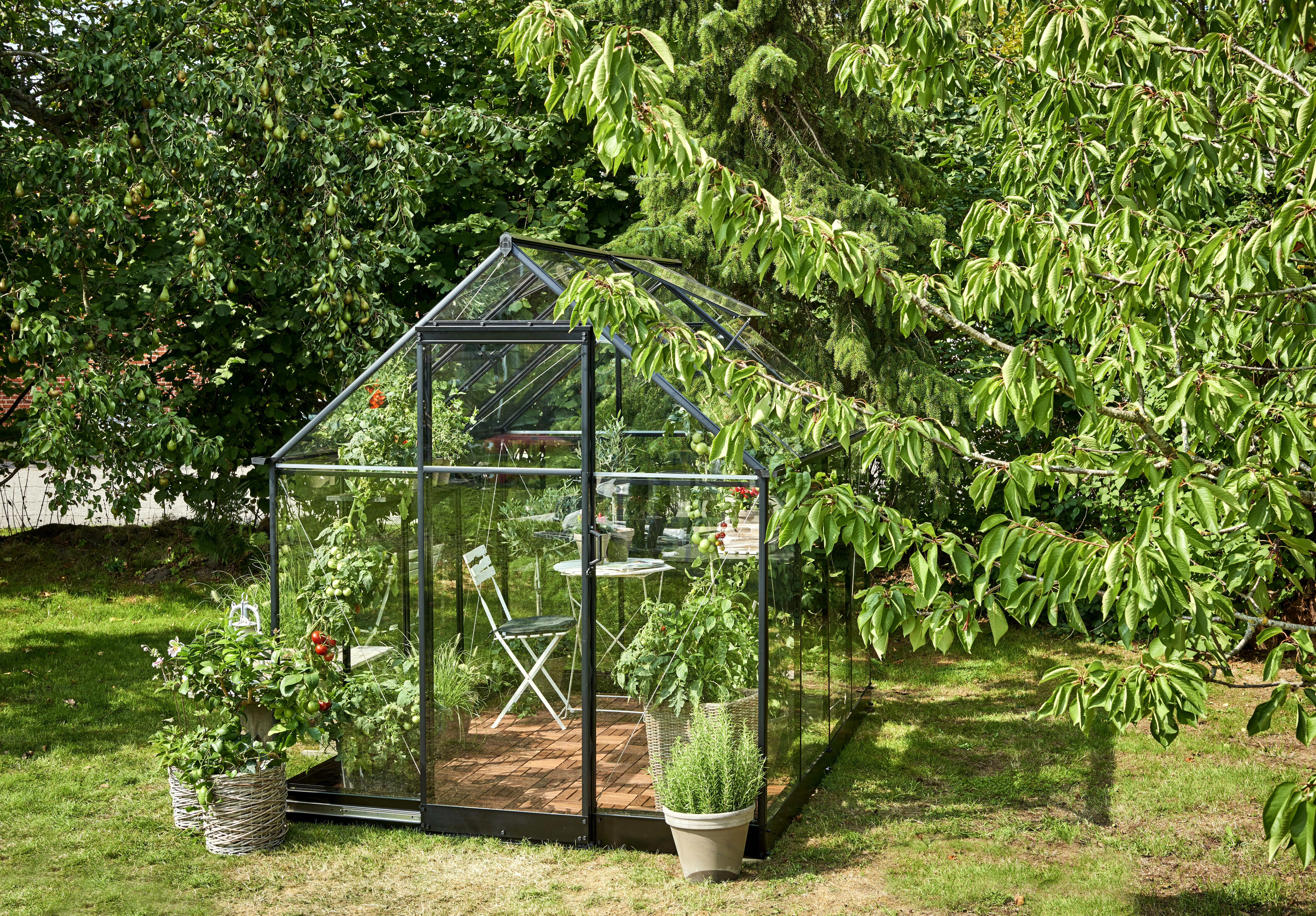 Royal Well Tuinkas Qube 68 Veiligheidsglas Zwart Gecoat - Afbeelding 1